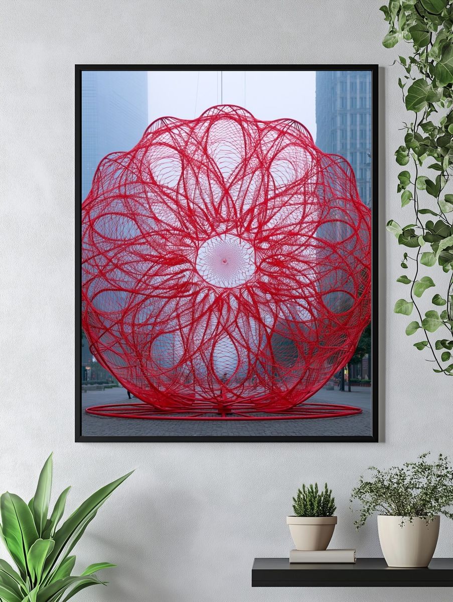 Red Urban Sculpture Photography Poster. — room view 4