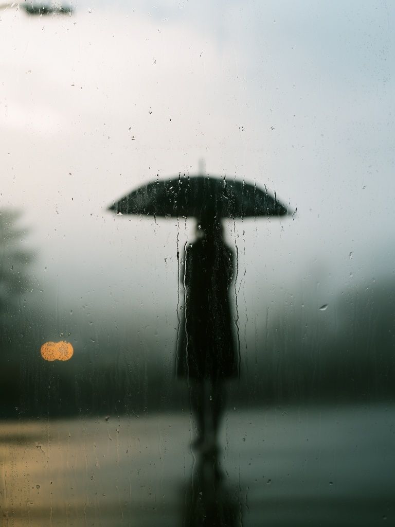 Rainy Umbrella Silhouette Photography Print. poster — photography art