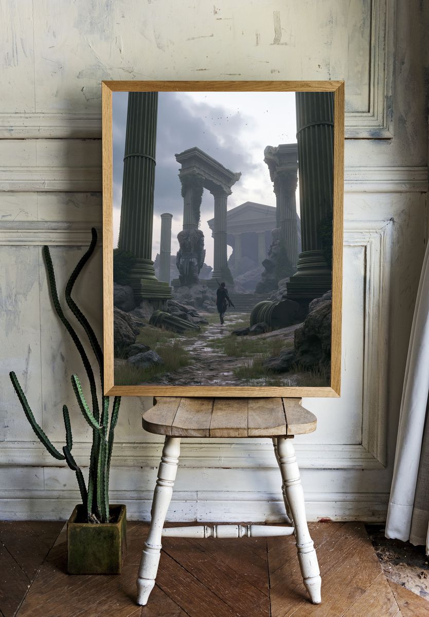 Ruined Temple Fantasy Poster. room preview