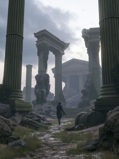 Ruined Temple Fantasy Poster. poster