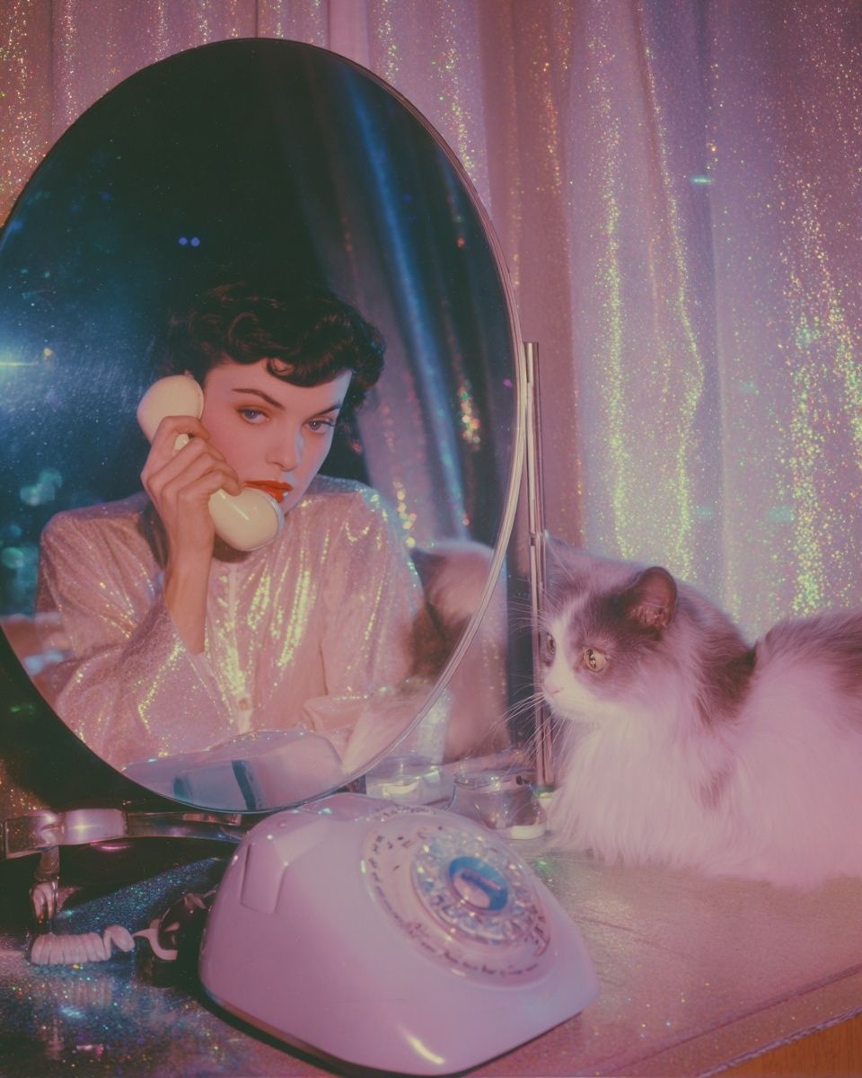 Retro Vanity Cat Portrait Poster. poster — photography art