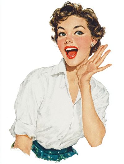 Retro Cheerful Woman — Vintage Print. poster