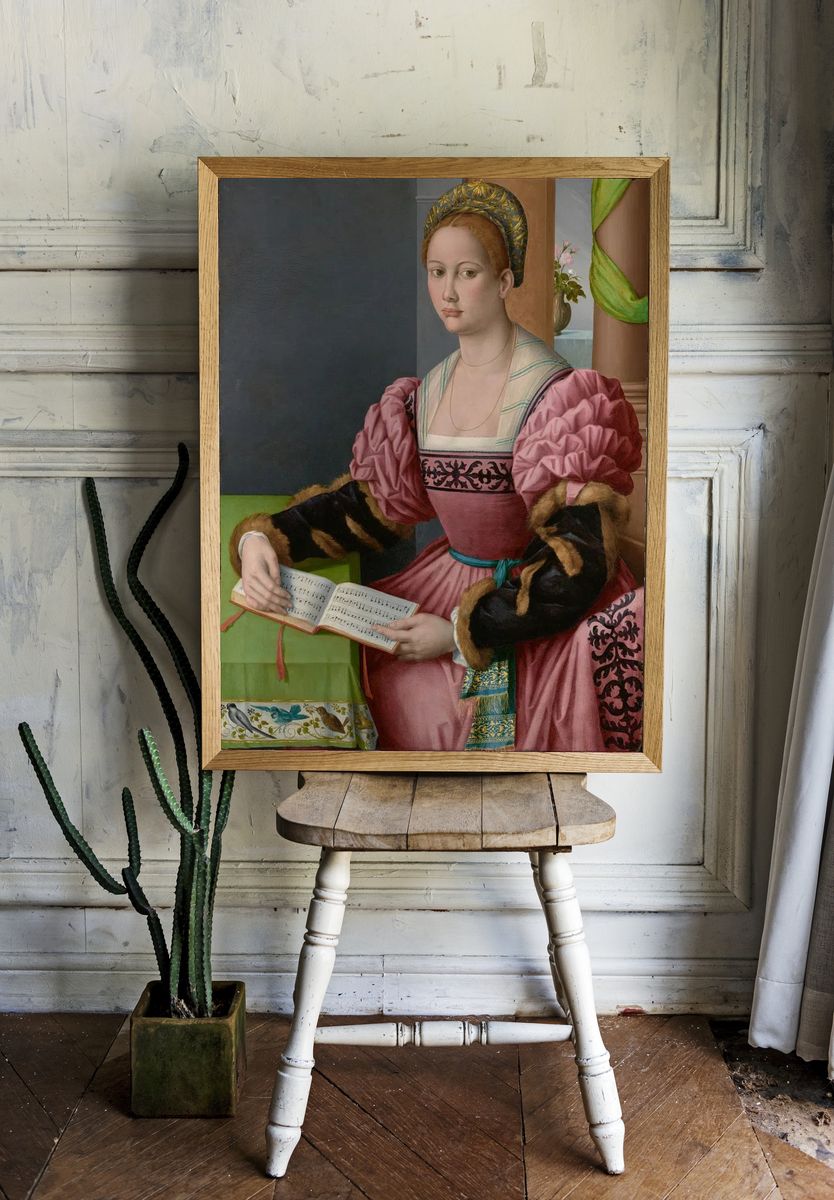 Renaissance Woman with Music — Fine Art Print. — room view 1