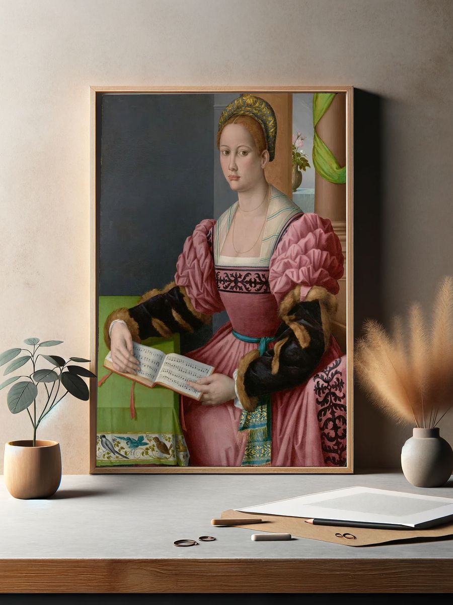 Renaissance Woman with Music — Fine Art Print. — room view 2