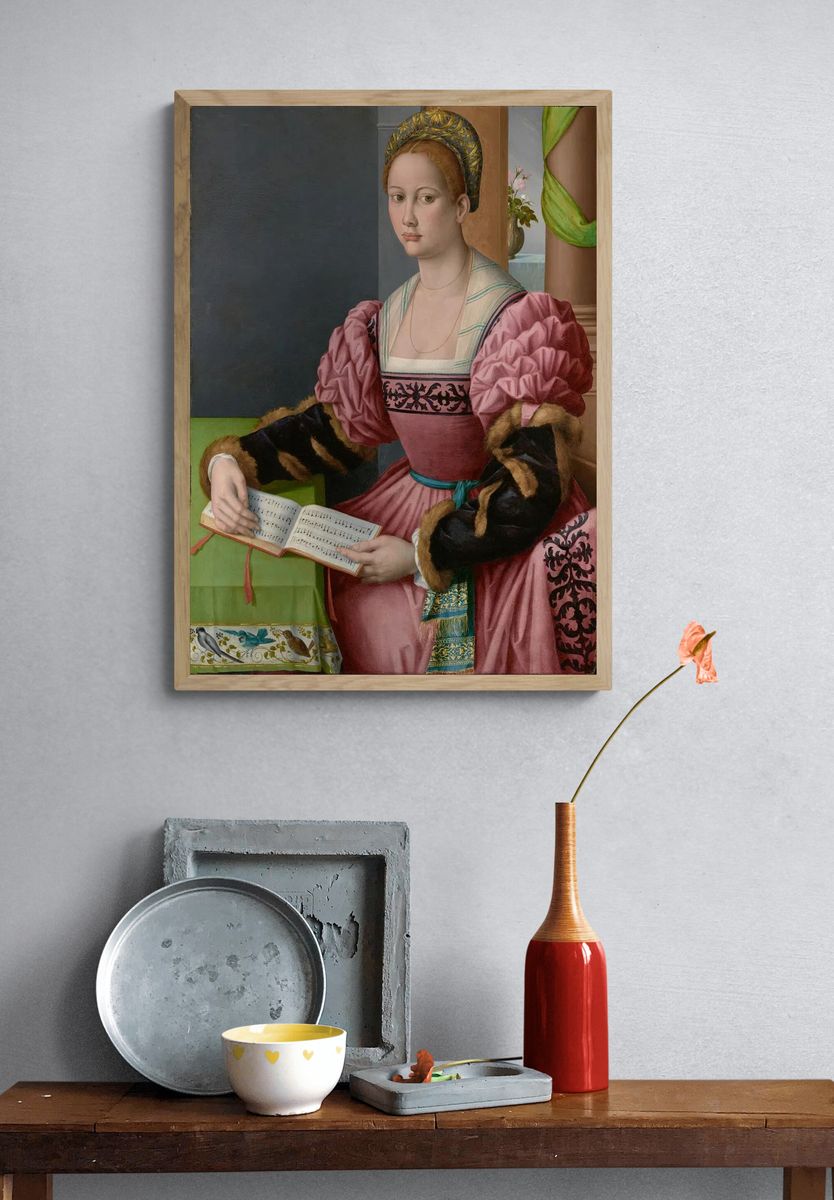 Renaissance Woman with Music — Fine Art Print. — room view 3