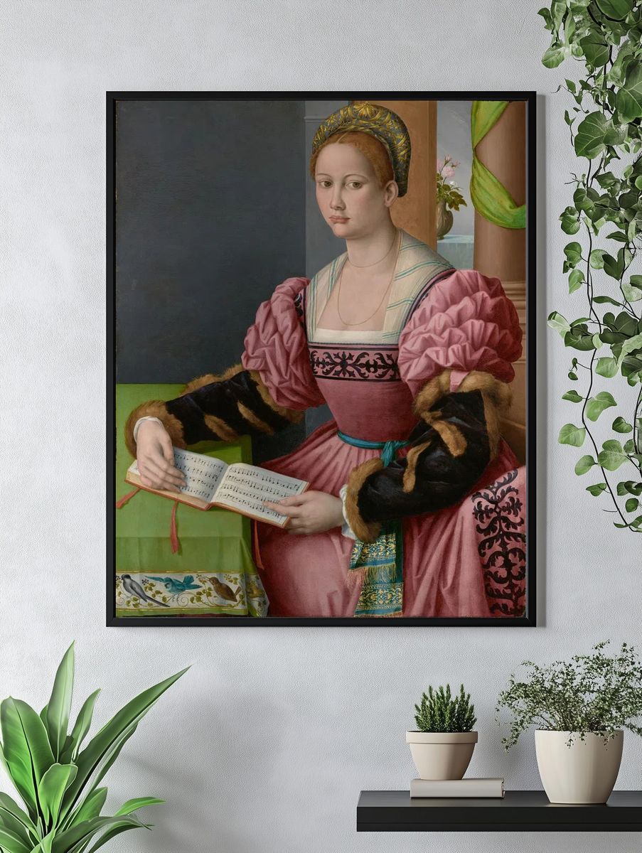 Renaissance Woman with Music — Fine Art Print. — room view 4
