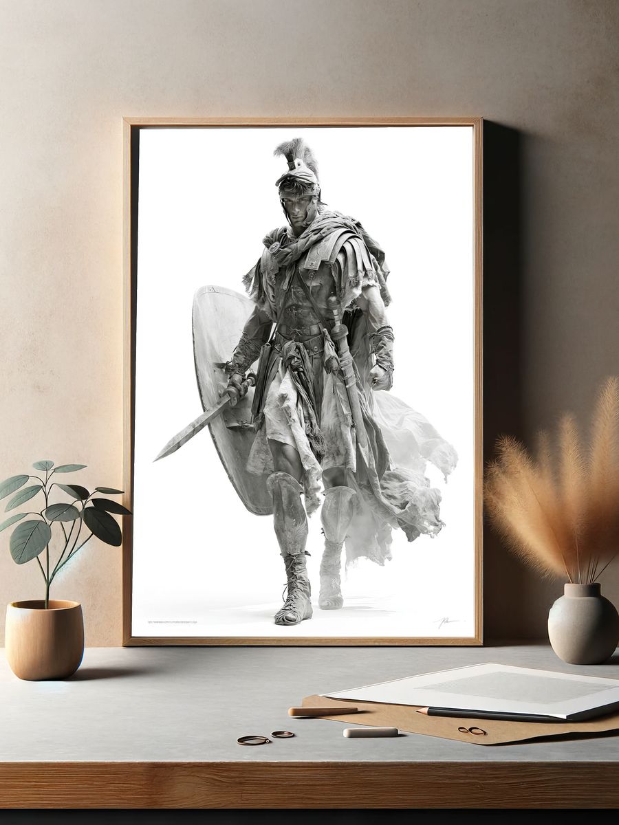 Roman Warrior Portrait Print. — room view 2