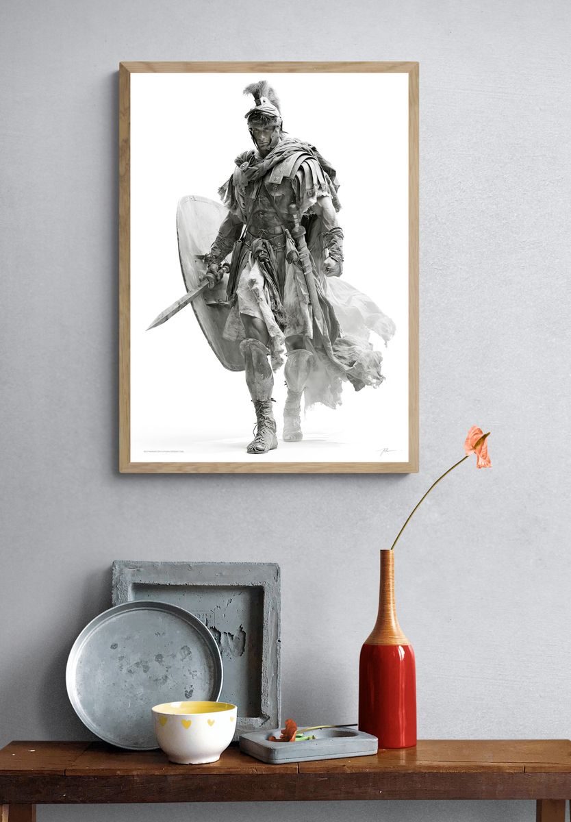 Roman Warrior Portrait Print. — room view 3