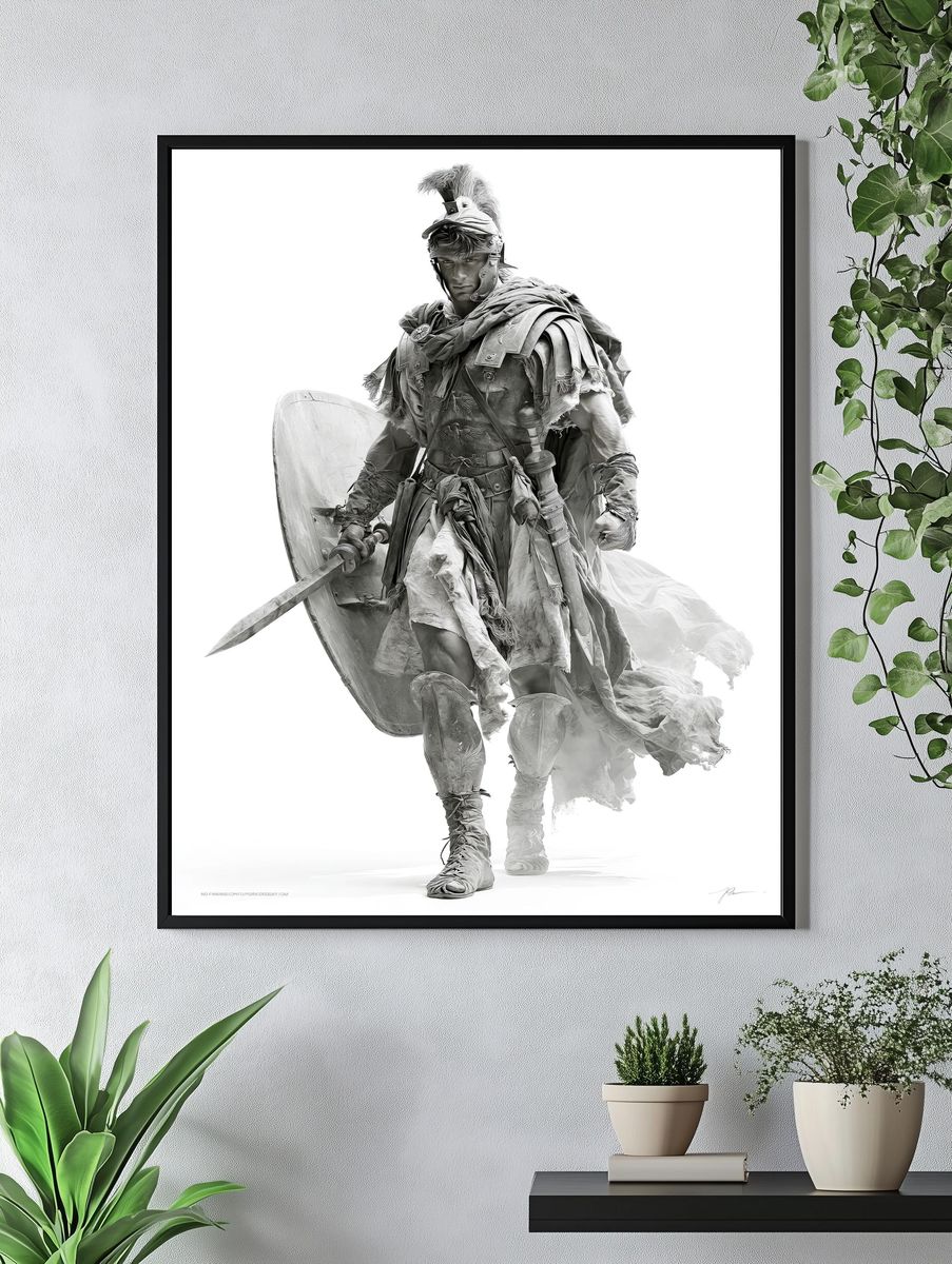 Roman Warrior Portrait Print. — room view 4
