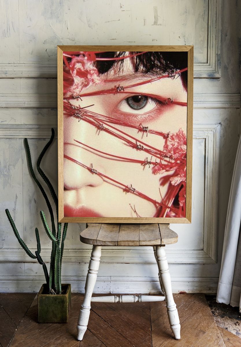 Red Wire Eye Portrait Print. — room view 1