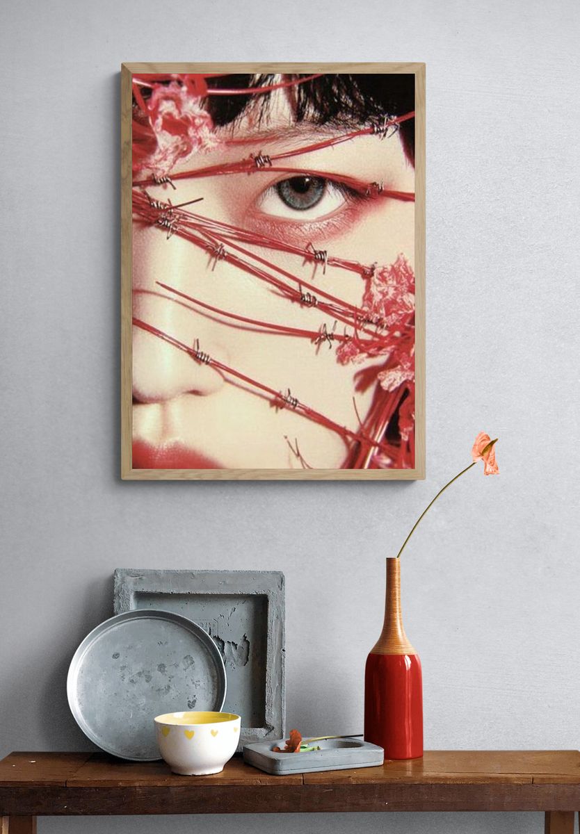 Red Wire Eye Portrait Print. — room view 3