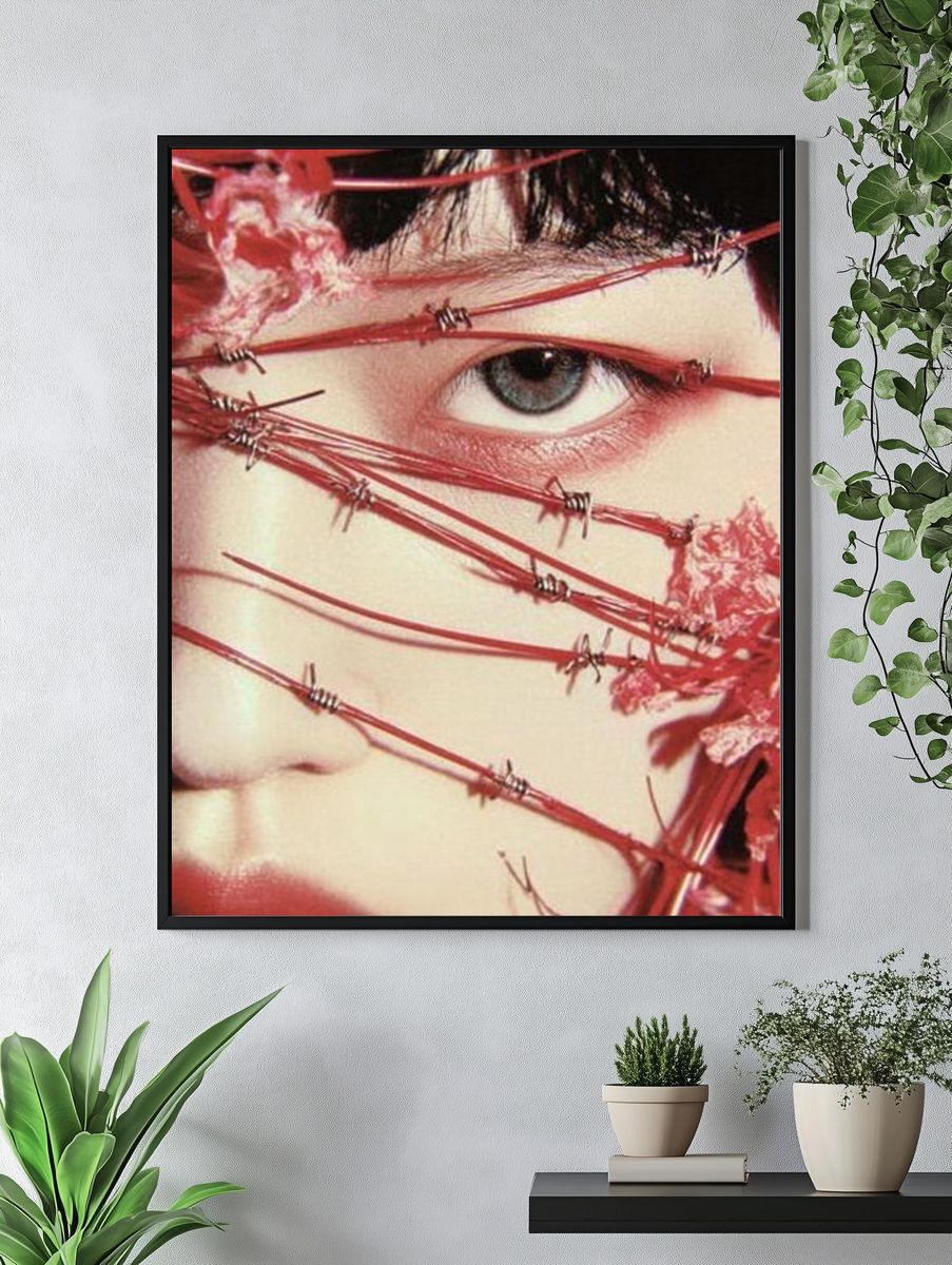 Red Wire Eye Portrait Print. — room view 4