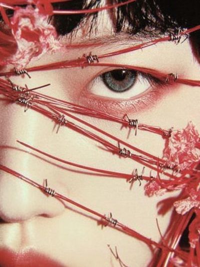 Red Wire Eye Portrait Print.
