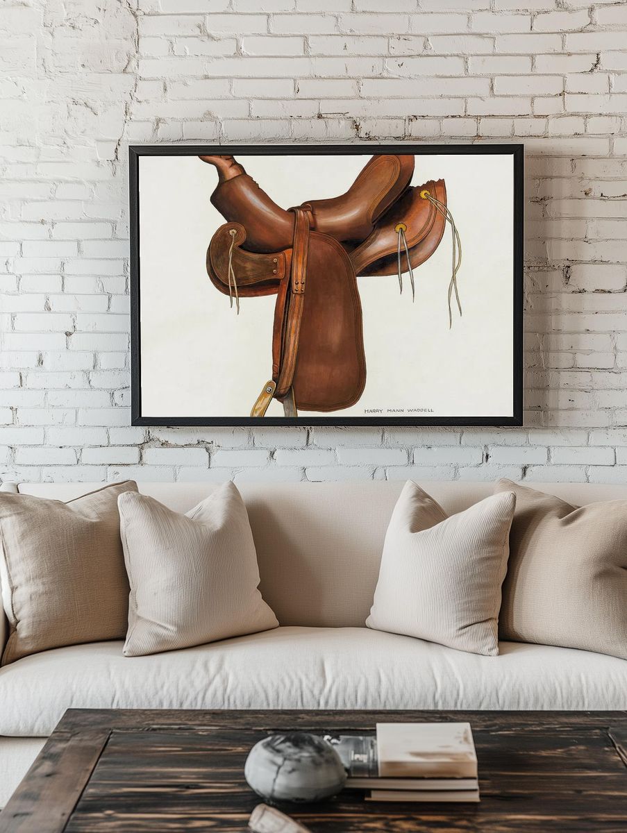 Equestrian Saddle — Vintage Print. room preview