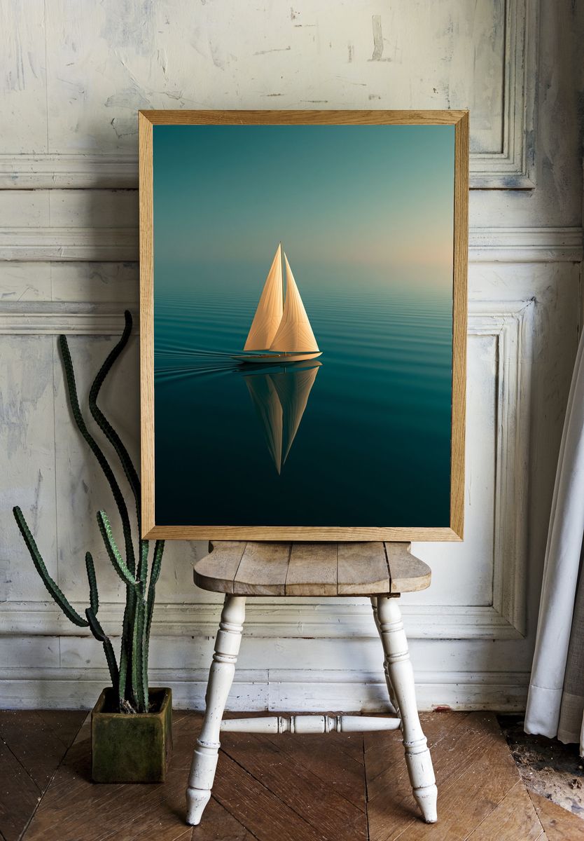 Sailboat Serenity Photography Poster. — room view 1