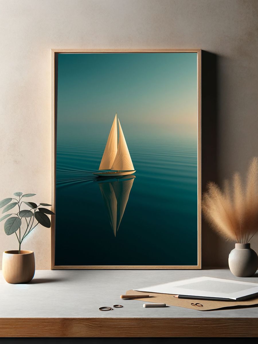 Sailboat Serenity Photography Poster. — room view 2