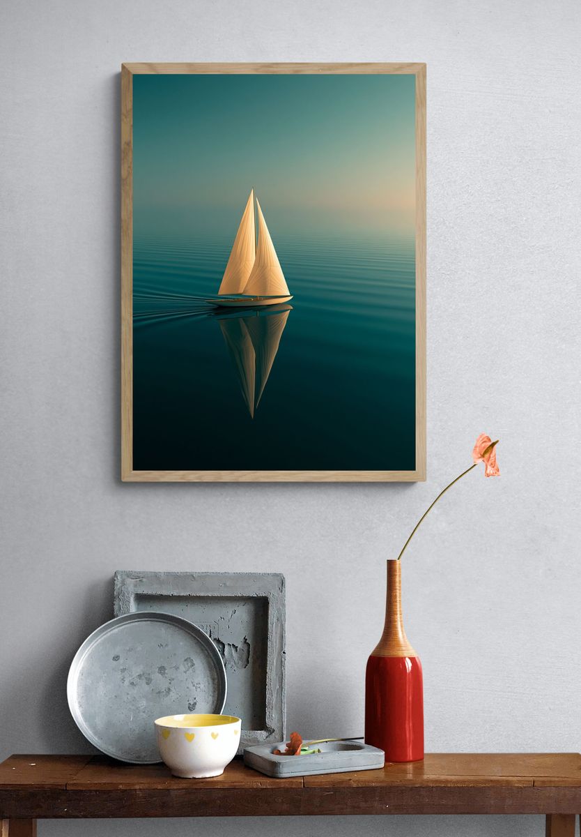 Sailboat Serenity Photography Poster. — room view 3