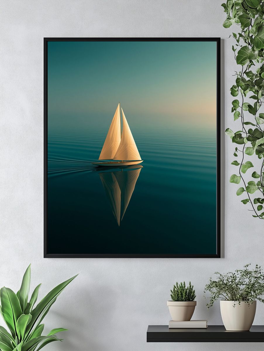 Sailboat Serenity Photography Poster. — room view 4