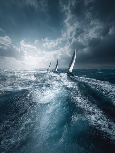 Stormy Sailboats Photography Poster.