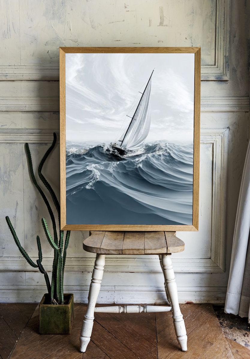 Sailing Through Waves Photography Poster. room preview