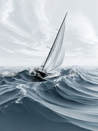 Sailing Through Waves Photography Poster.