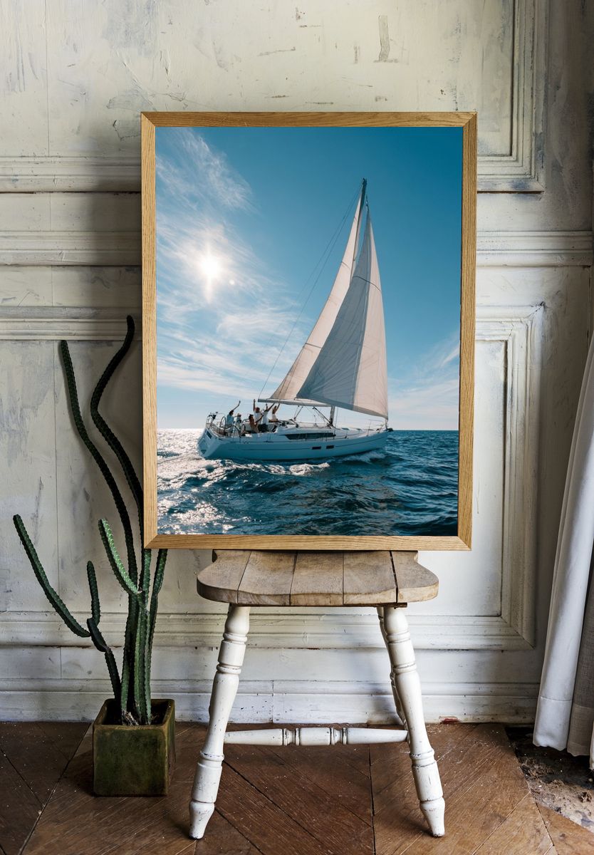 Sailing Yacht at Sea Photography Poster. room preview