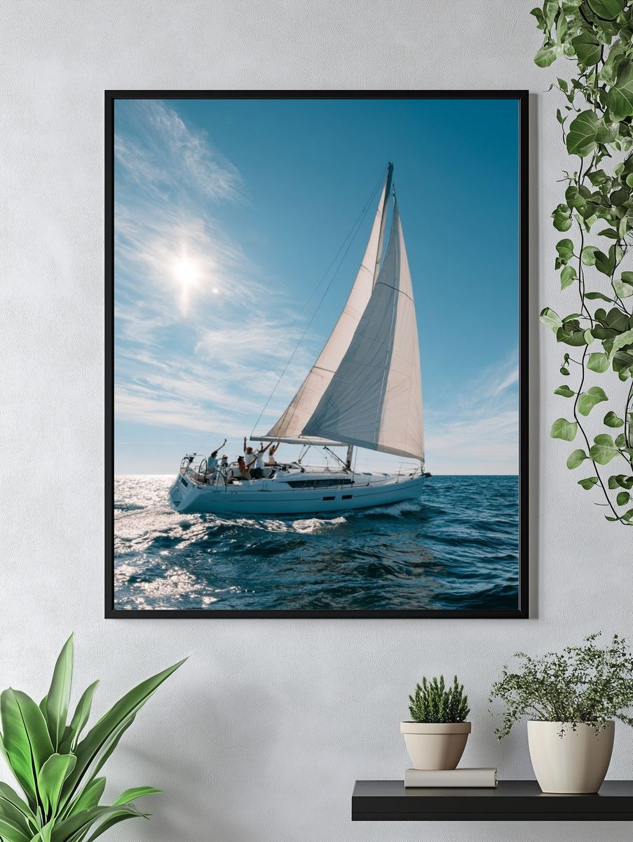 Sailing Yacht at Sea Photography Poster. — room view 4