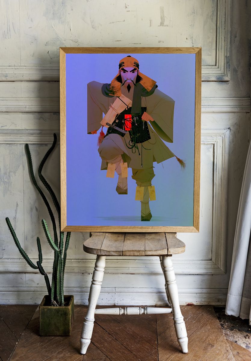 Samurai Warrior Digital Art Poster. room preview