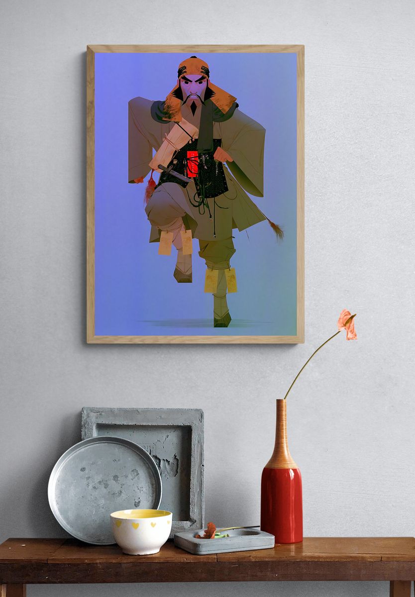 Samurai Warrior Digital Art Poster. — room view 3