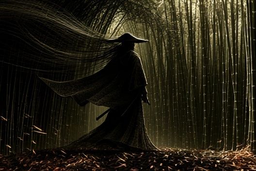 Samurai in Bamboo Forest Poster. poster detail