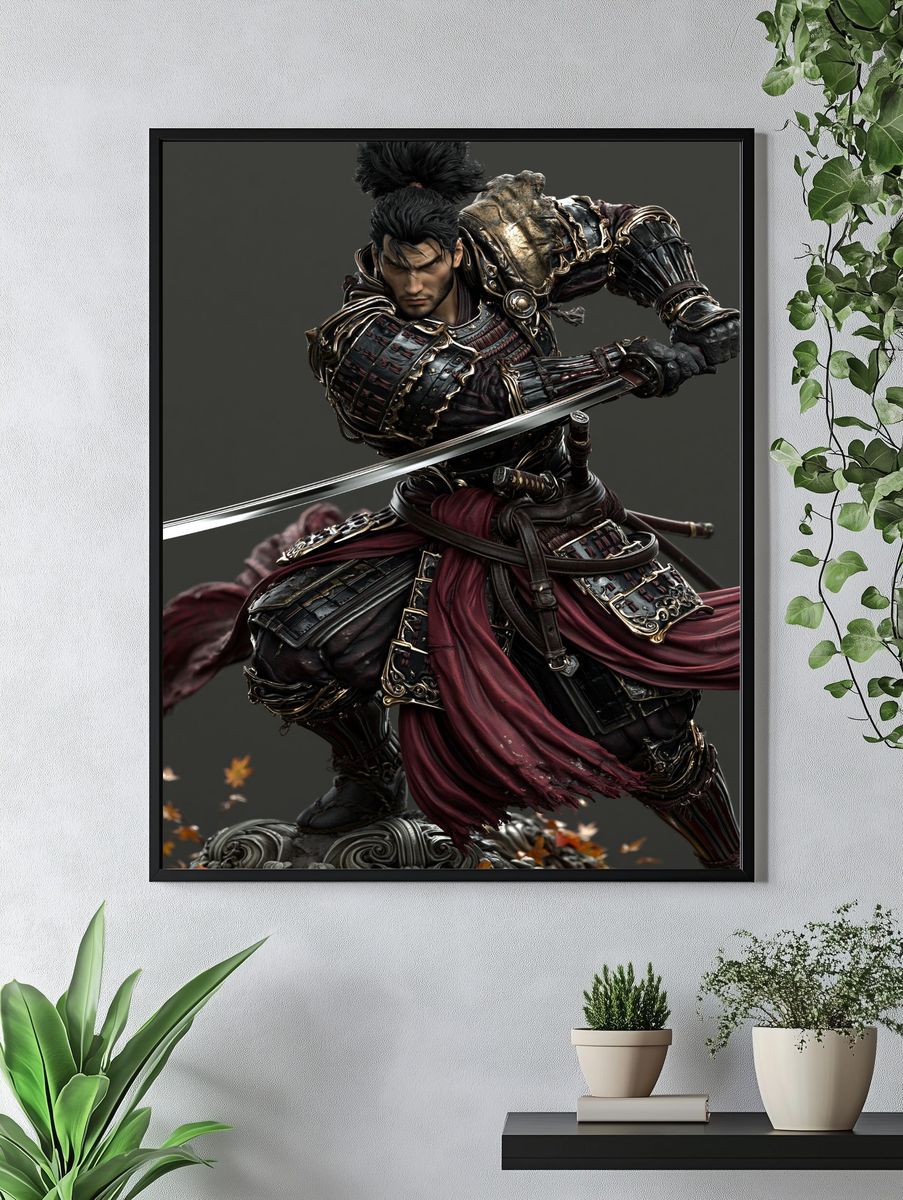Samurai Warrior Digital Art Poster. — room view 4