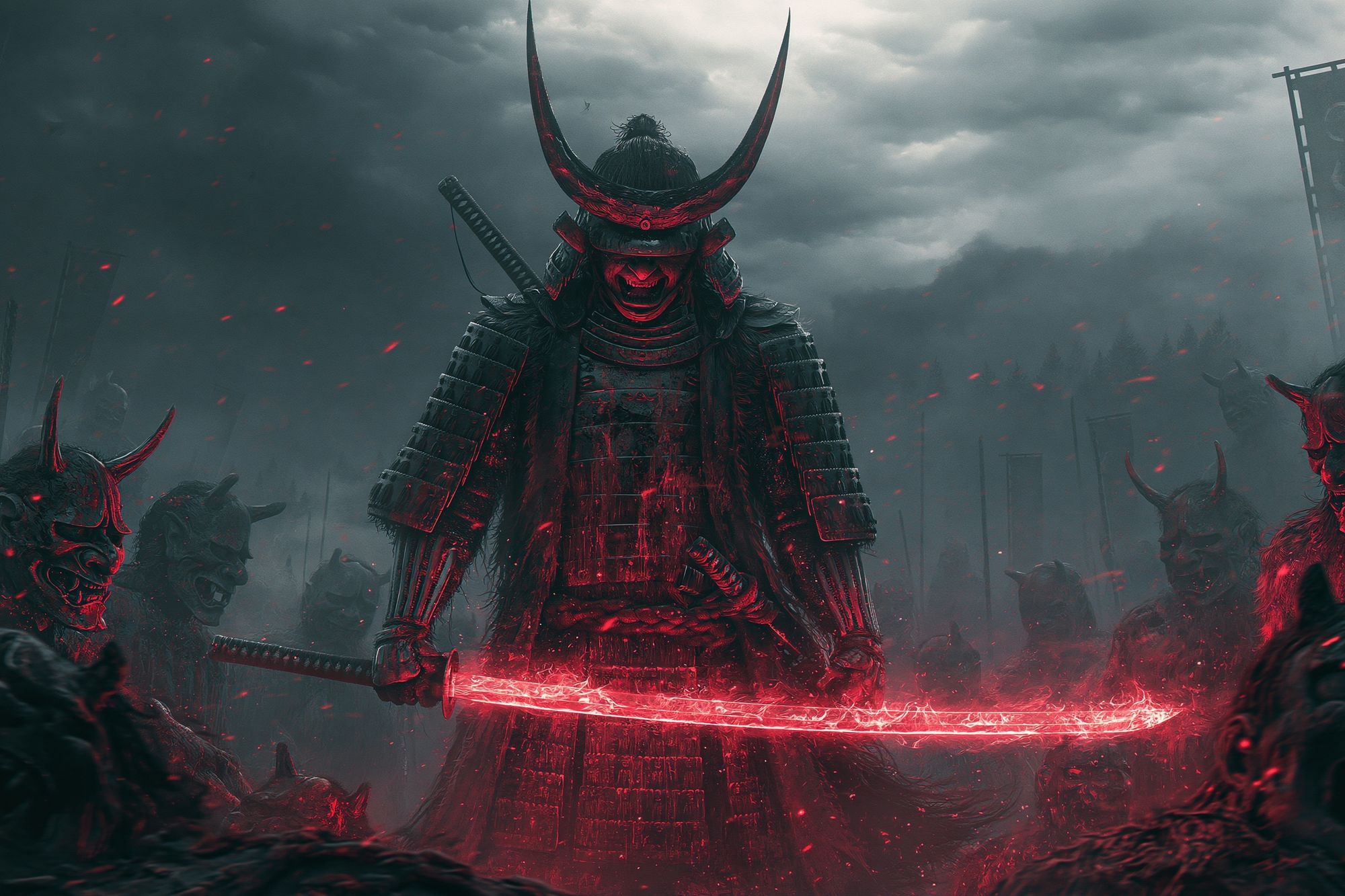 Demonic Samurai Battle Poster. poster detail