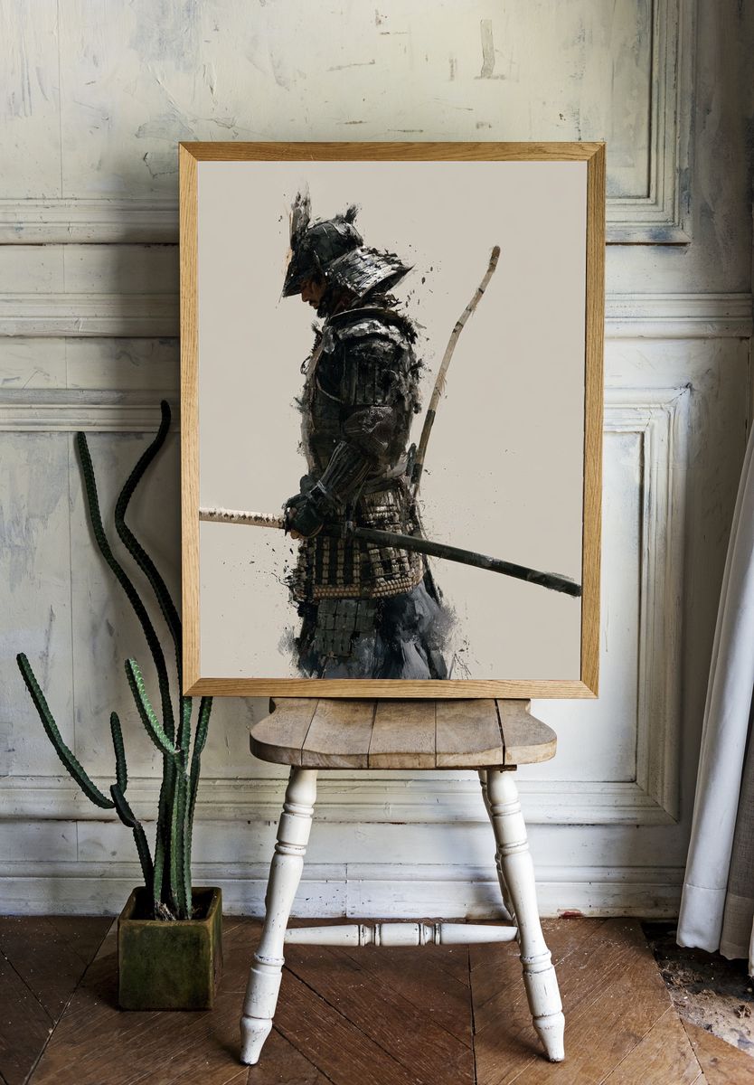 Samurai Warrior Ink Poster. room preview