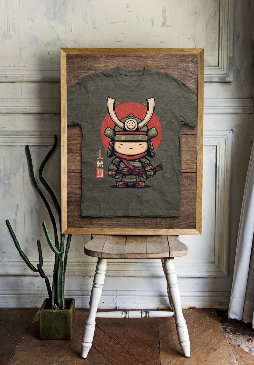 Cute Samurai Character — Illustration Print. — room view 1
