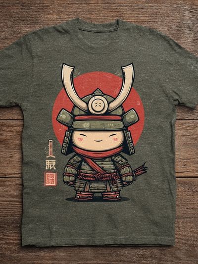 Cute Samurai Character — Illustration Print. poster print