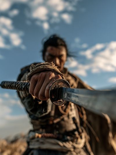 Samurai Sword Duel Photography Poster.