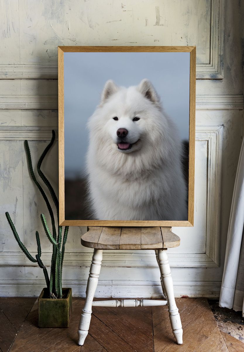 Samoyed Portrait Photography Poster. — room view 1