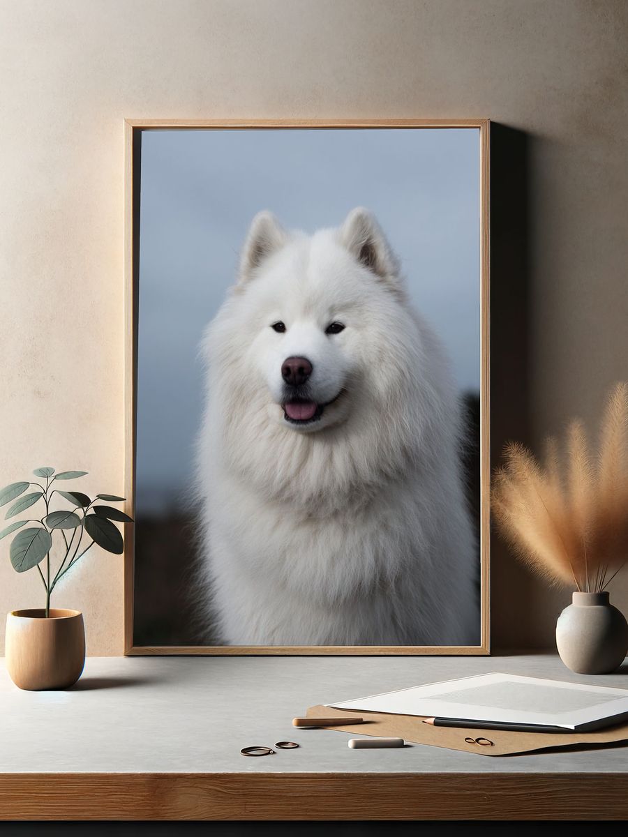 Samoyed Portrait Photography Poster. — room view 2