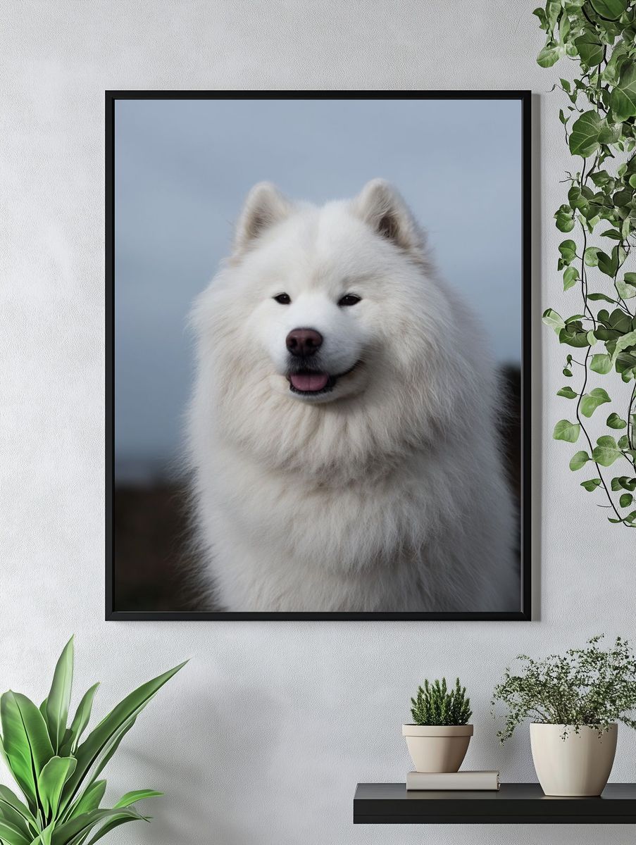 Samoyed Portrait Photography Poster. — room view 4