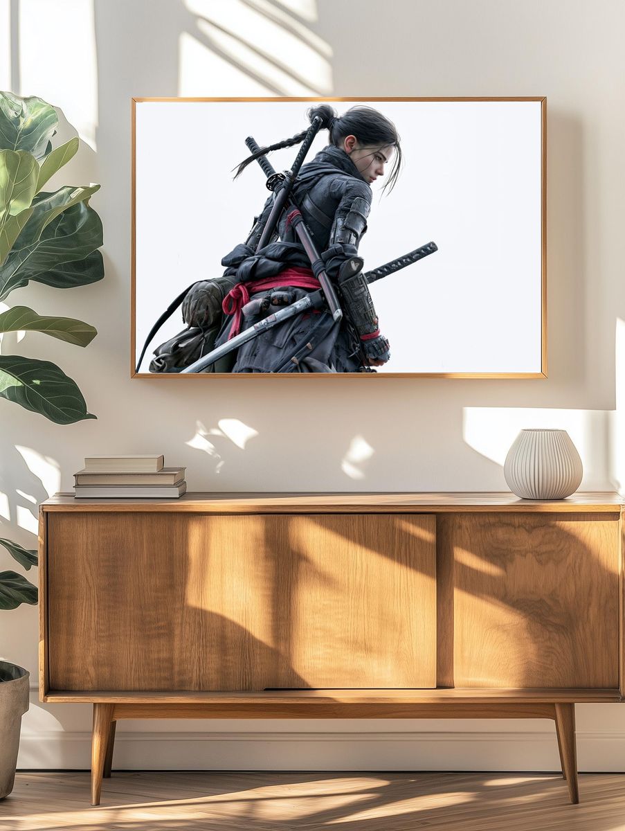 Samurai Warrior Digital Art Poster. — room view 3
