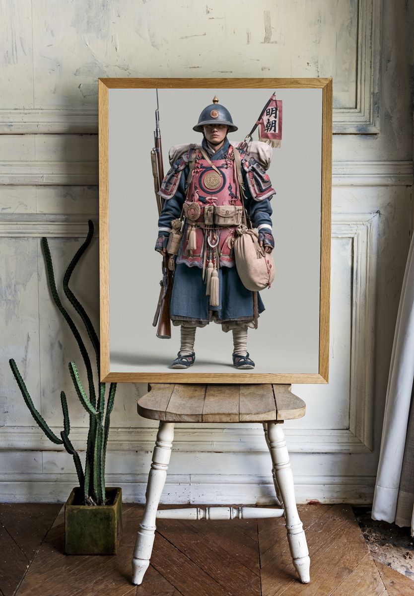 Samurai Warrior Portrait Print. — room view 1