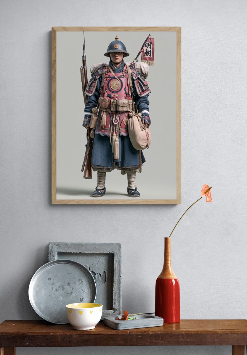 Samurai Warrior Portrait Print. — room view 3