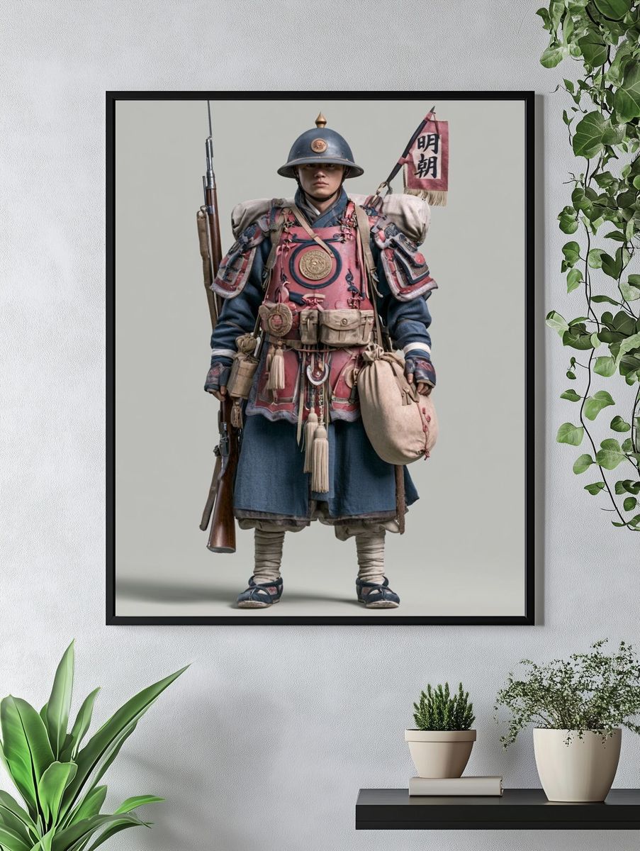 Samurai Warrior Portrait Print. — room view 4