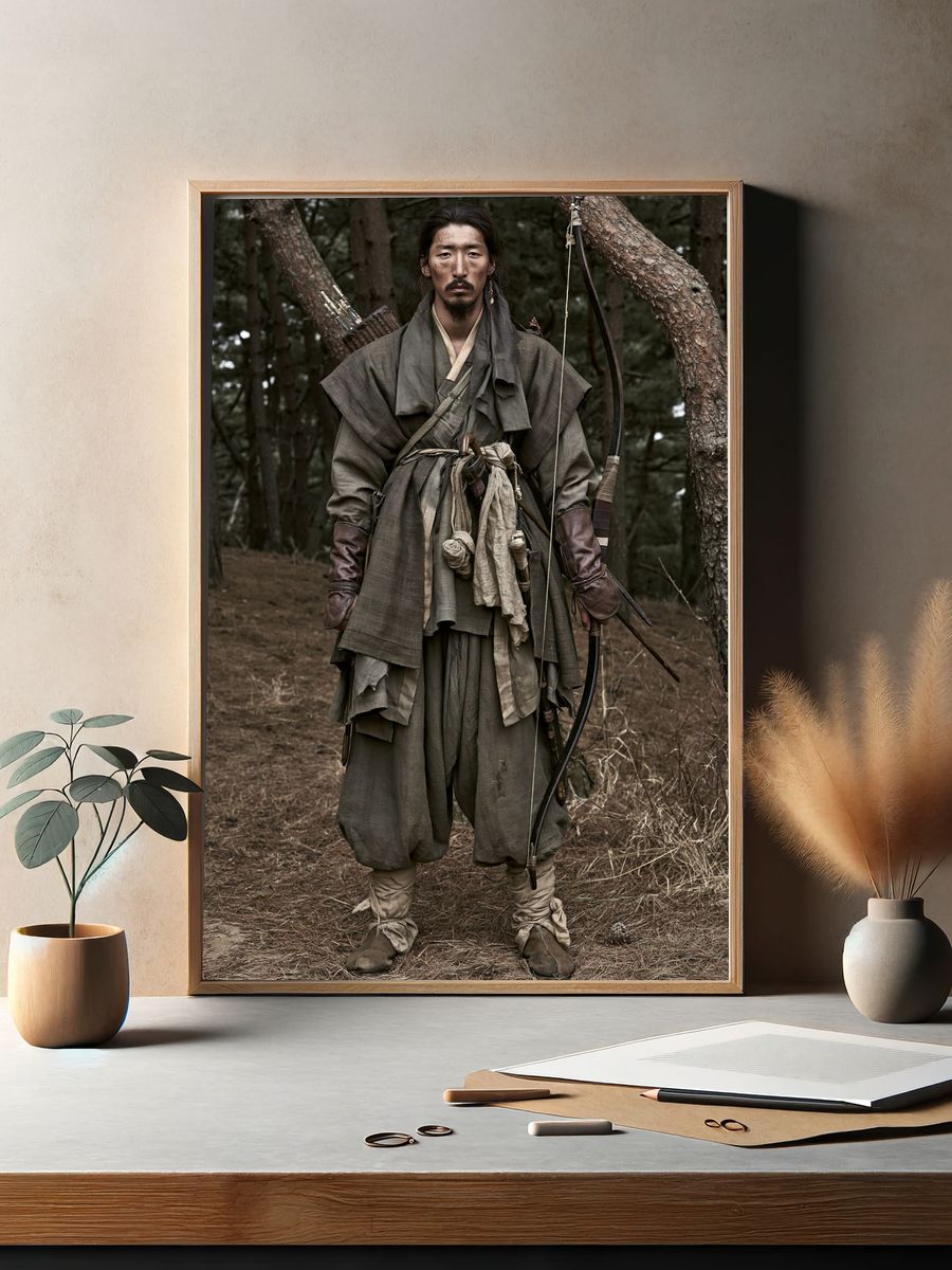 Samurai Archer Portrait Print. — room view 2