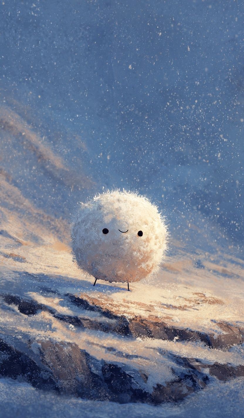 Snowball Character — Digital Art Print. poster — illustration art