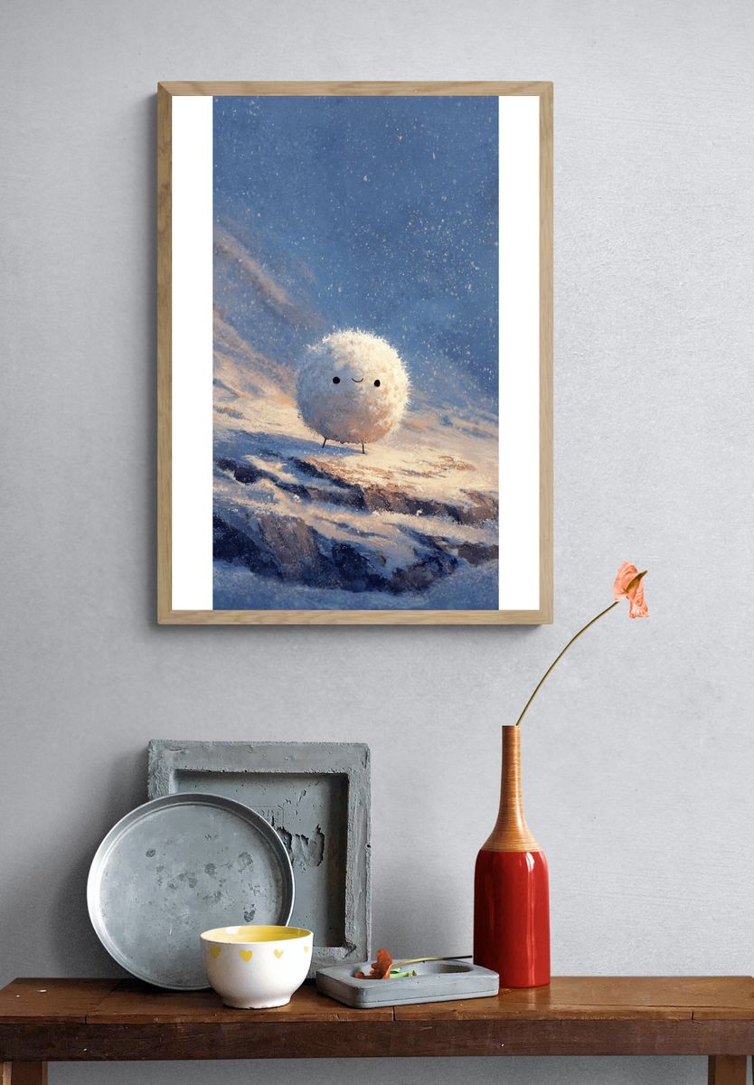 Snowball Character — Digital Art Print. — room view 3