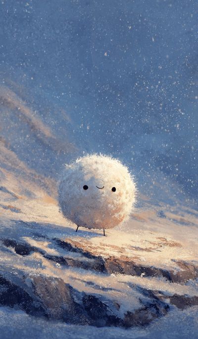 Snowball Character — Digital Art Print. poster