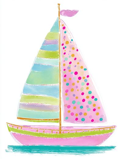 Colorful Sailboat Illustration Poster. poster print