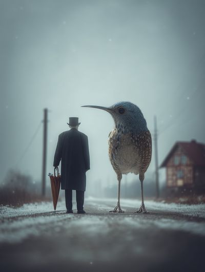 Surreal Bird and Man Poster. poster print