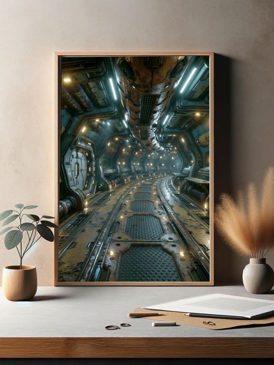 Sci-Fi Space Corridor Print. — room view 2